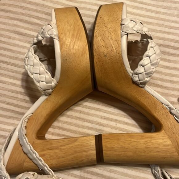 VERONICA BEARD Gael Woven Leather Ankle Strap Wooden Platform Sandals NWT $395 - Picture 9 of 9